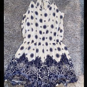 Ocean drive large blue and white romper